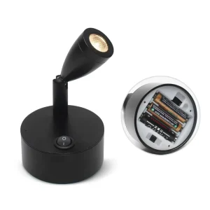 Black 3W Battery-Operated LED Cabinet Spotlight for Display Cabinets