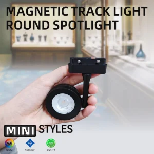 Black 3W Mini Magnetic LED COB Aluminum Track Light for Jewelry Showcase Cabinet Museum Exhibition Shop