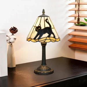 Black Cat Lamp Stained Glass Animal Table Lamp Accent Lamp Tiffany Style Decorative Gift Animal Table Lamp Bedside Night Light