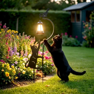 Black Cat Solar Powered Garden Light Decoration Solar Powered Stake Light Outdoor Waterproof Garden Statue Outdoor Decoration