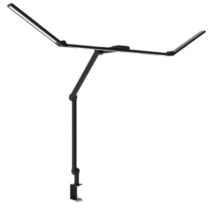 Black Folding LED Multi Function Desktop Clamp Style Long Arm Desk Lamp for Computer Screens Work Reading Eye Care Touch Control