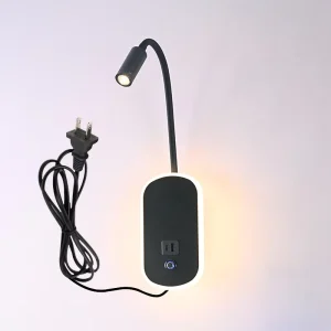 Black Hose Wall Lamp with Switch Modern Minimalist Gooseneck Mounted Hotel Bedside Lamp Study Bedroom Reading Led Spotlight