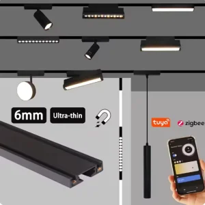 Black White 6MM Smart Magnetic Track Light Zigbee Dimmable Ultra Thin Surface-Mount Rail DC48V