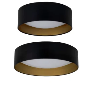 Black and Gold Commercial Grade Round Flush Mount LED Ceiling Light with Metal Housing