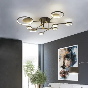 Black and Gold LED Decorative Ceiling Chandelier for Living Room