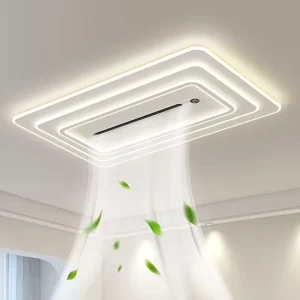 Bladeless ceiling fan light with negative ion, full-spectrum lighting, offline voice control for living room bedroom dining room