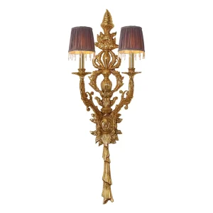 Brass Copper LED Wall Lamp with Shade Dimmable Warm White Light for Hotel and Bathroom Luxury Decor