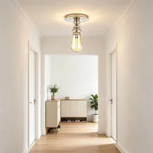 Brass Surface Mounted Ceiling Light Exposed Bulb Ceiling Lamp for Bedroom Bathroom Hallway Kitchen