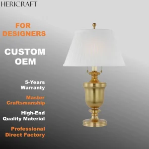 Brass Table Lamp Classic Traditional Desk Lamp in Antique Burnished Brass for Home Office Workspace 110V