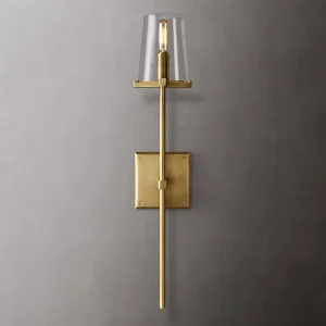 Brass Tapered Glass Wall Sconce Dimmable Minimalist Bedroom Bathroom Wall Lamp for Villa Home Décor Lighting Projects Custom