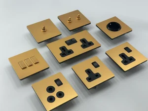 Brass Toggle Wall Light Switch Stainless Steel Panel Electrical Switch Socket Hotel Commercial Renovation