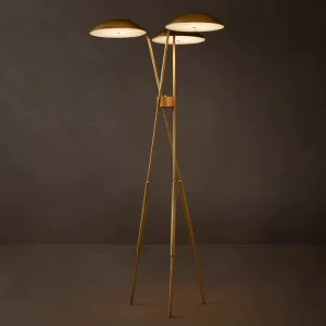 Brass Tripod 3 Head Floor Lamp Modern Art Dimmable for Living Room Villa Home Projects Custom Lighting Supplier