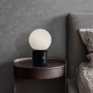 Brass and Marble Round LED Desk Lamp