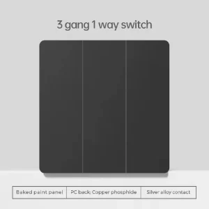 British UK EU Standard 3 Gang 1 Way Electric Wall Switch Socket PC Flame Retardant Panel 220V 10A Black Matte White Grey