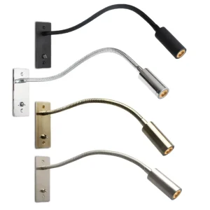 Built-in LED Flexible Gooseneck Bedside Reading Lamp Headboard Wall Lamp Hotel Room Lamp Chrome Sand Nickel Bronze Black Modern