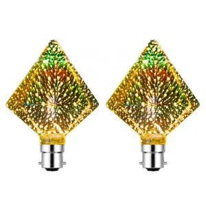 Bulb 3D Firework Glass LED Bulb B22 220V 2700K Soft Warm White 20 Lumens Bedroom Home Restaurant Bar Hotel Decoration