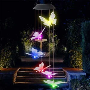 Butterfly Solar Wind Chimes Christmas Solar Garden Lights LED Solar Lights Outdoor Garden Holiday Lighting