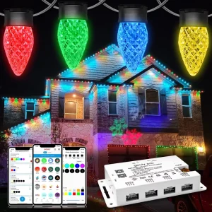 C9 LED Christmas Lights Bulb RGBW Chasing DC12V SK6812 IP68 Waterproof Smart Commercial Grade C9 Christmas Light Bulbs