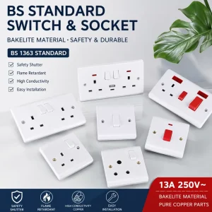 CB Certified Bakelite Material Uk Standard Multi functional Wall Switch Sockets for Home Hotel Office One stop Procurement
