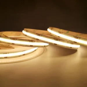CCT 2700K-6500K COB Light Strip DC5V 12V 24V 5mm Stepless Dimming 608 LEDs CRI 90 IP33 CE Certified Indoor