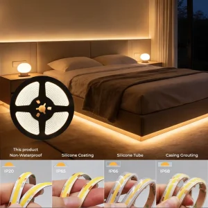 CCT COB LED Strip Light 480LEDs Warm White 3000K 24V CRI90 Flexible Remote Control Wi Fi Dimmable 3 Year Warranty