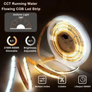 CCT Dimmable Running Water Flowing 24V 10mm Ra90 Cob Led Strip Light WS2811 576Led M Flexible Tira Led Cob