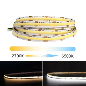 CCT Dual Color 12V 24V 600 LEDs/m 608 LEDs/m RA90 5mm 8mm 2-Line COB LED Strip Light IP67 with Remote Control