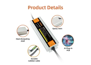 CE Approved Single Industrial LED Driver 60W 6.25A 180-264V Input IP67 Waterproof Power Supply 12V