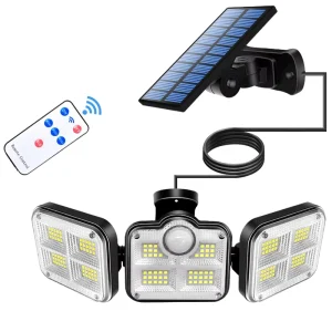 CE Outdoor Split Solar Wall-Mount Motion Light, 122LED 138 LED, Remote Control, 5 m Extra Wire