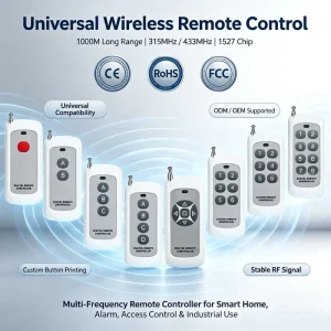 CE RoHS FCC Certified Universal 1000m 1527 Wireless Remote Control Switch for Garage Doors and Rolling Shutters