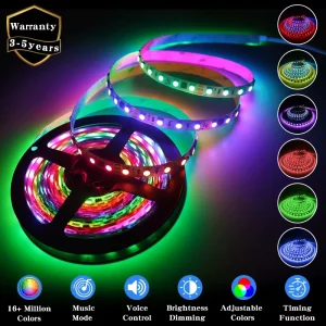 CE RoHS SPI 5050 RGB LED Strip Light 60/72/84/96/120 LEDs 10mm PCB Custom Length IP65/IP67 Waterproof
