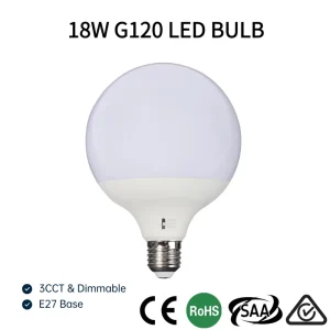 CE SAA 18W G120 SMD LED Globe Bulb E27 Base 3-CCT Switchable Dimmable Ra80 RoHS Certified