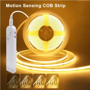 COB Flexible LED Strip with Motion Sensor, 5V, 3mm/5mm/8mm, Battery-Powered, Warm White