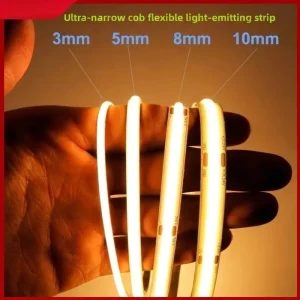 COB LED Strip 24V Ultra Narrow 3mm High Brightness Low Voltage 12V 24V Self Adhesive ABS R80 CRI Linear Light Strings Dimmable