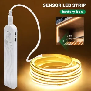 COB LED Strip 8 mm with Motion Sensor Battery-Powered 320 LEDs/m Induction Night Light