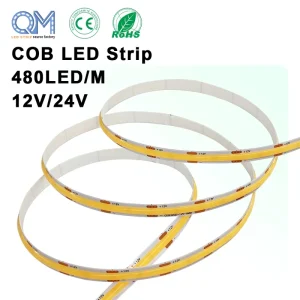 COB LED Strip Light 12V/24V 480 LED/m Warm White Dotless Tape for TV Backlighting