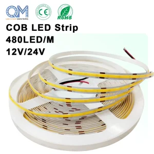 COB LED Strip Light 12V/24V 5m 480 LED/m Warm White Flexible Tape for TV Backlight