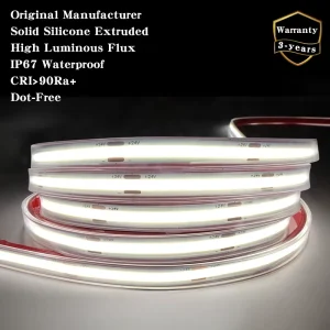 COB LED Strip Light 24V IP67 Solid Silicone High Density Dot-Free for Pool Garden and Outdoor Building Lighting