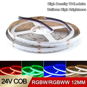 COB LED Strip Light 24V RGBW CRI 90 784 LEDs/m 19W/m IP20 Flexible