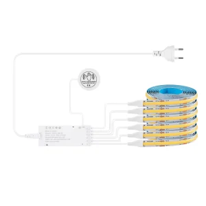 COB LED Strip Light with Touch & Motion Sensor Smart Cabinet Showcase Lighting 12V EU Plug Adapter No Drill DIY Install