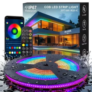 COB LED Strip Lights RGB Smart IC IP67 Waterproof Remote Control Dimmable 20FT/6M App Control Music Sync