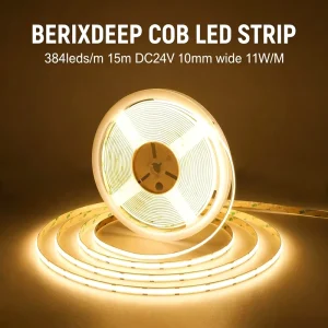 COB LED Strip Roll 384 Leds m 10mm Wide 24V Flex Led Strips Dotless Cuttable IP20 Self adhesive Strip Light for Indoor Lighting