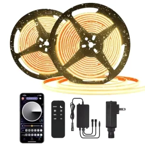 COB Outdoor LED Strip IP67 Waterproof 2700K-6500K DC24V Flexible Rope Strip with Remote/App Control and Dimming