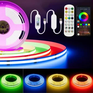 COB RGB LED Strip Light Cuttable IP66 for APP Control Flexible LED Tape Light for Smart Home Lighting OEM ODM