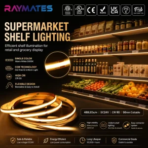 CRI 90+ 24V COB LED Strip Light 5 Meter 480 LEDs High Density Cob Light Strip 8mm Dimmable Led Light Strip Cob Indoor Wardrobe