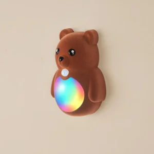 Cartoon Bear USB Rechargeable RGB LED Wall Lamp with Motion Sensor, Magnetic