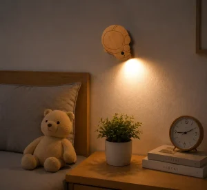 Cartoon Beech Wood Mini Night Light Dual Motion Light Sensor LED Magnetic Mount Battery Operated Wall for Bedroom Home Decor