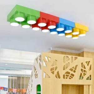 Cartoon Colorful Acrylic LED Building Block Ceiling Light for Playroom, Kindergarten, and Bedroom