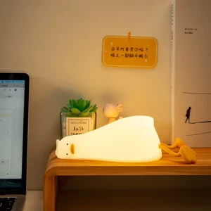 Cartoon Mini Silicone Lying Duck Type-C Switch Dimmable Warm White Built-In Battery Bedroom Night Light