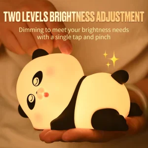 Cartoon Panda Silicone Night Light Rechargeable Touch Control Dimmable LED Bedside Lamp